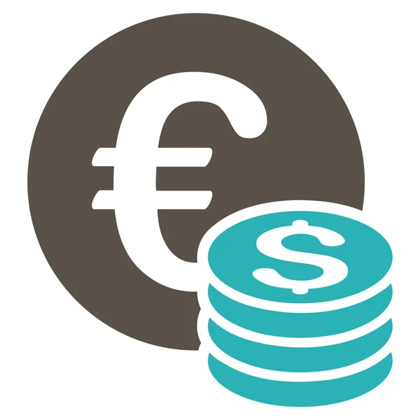 Euro en Dollar munten platte Vector Icon — Stockvector