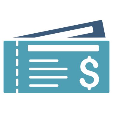 Bilet düz vektör simgesi