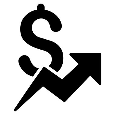 Doları büyüme düz vektör simgesi