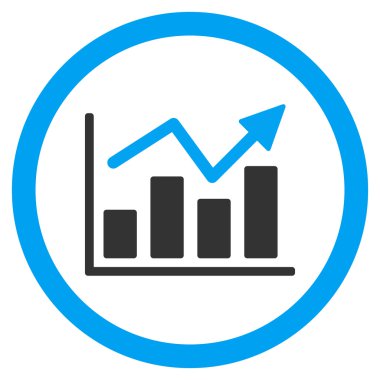 Çubuk grafik eğilim yuvarlak vektör simgesi