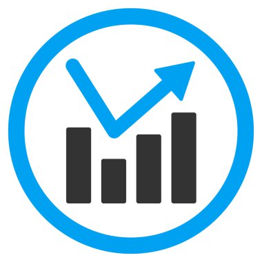 Çubuk grafik eğilim yuvarlak vektör simgesi