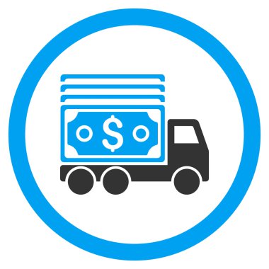 Para kamyon yuvarlak vektör simgesi