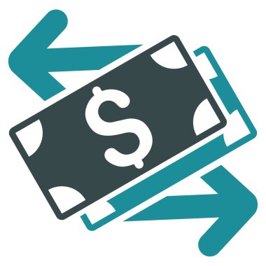 Doları banknot Exchange düz vektör simgesi