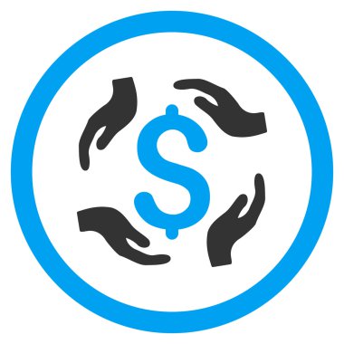 Doları bakım el yuvarlak vektör simgesi