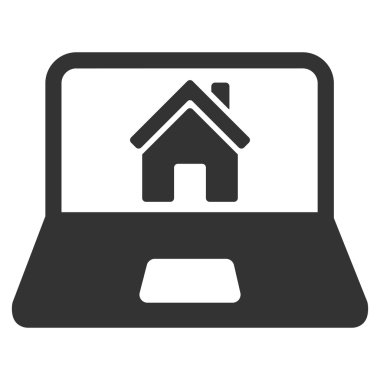 Laptop ekran düz vektör simgesine Anasayfa