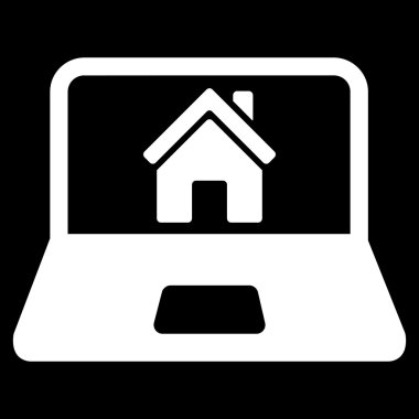 Laptop ekran düz vektör simgesine Anasayfa