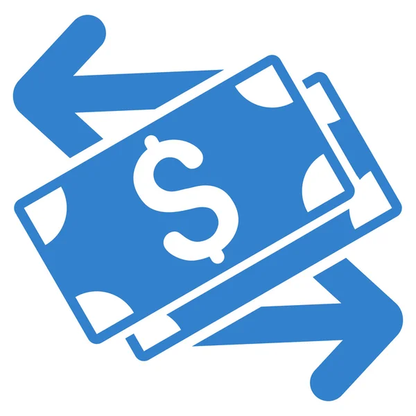 Échange de billets en dollars Icône vectorielle plate — Image vectorielle