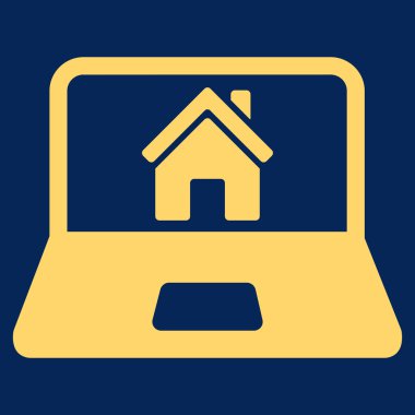 Laptop ekran düz vektör simgesine Anasayfa