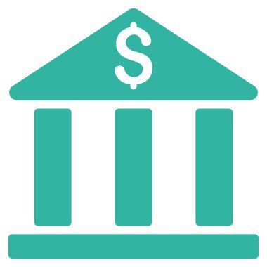 Banka Binası düz vektör simgesi