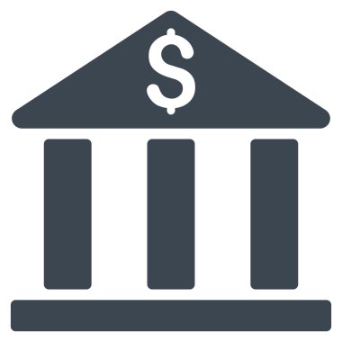 Banka Binası düz vektör simgesi