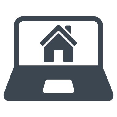 Laptop ekran düz vektör simgesine Anasayfa