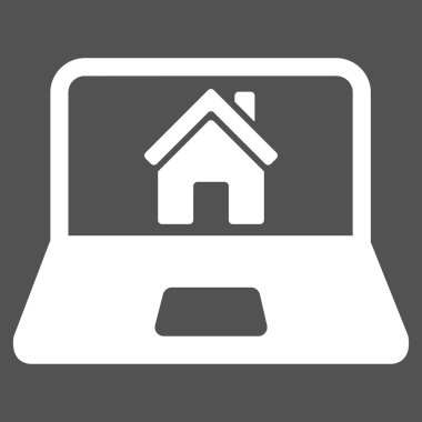 Laptop ekran düz vektör simgesine Anasayfa