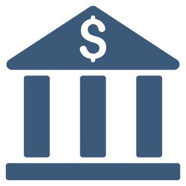 Banka Binası düz vektör simgesi