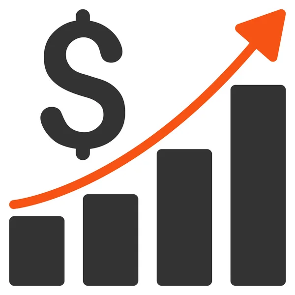 Gráfico de crescimento de vendas Flat Vector Icon — Vetor de Stock