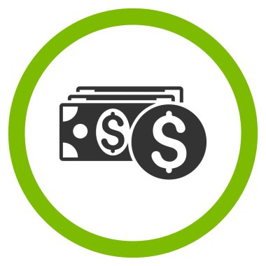 Doları nakit düz yuvarlak vektör simgesi