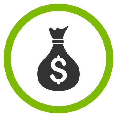 Para çantası düz yuvarlak vektör simgesi