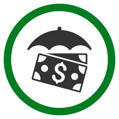 Banknot şemsiye düz yuvarlak vektör simgesi
