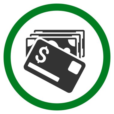 Banknot ve kart düz yuvarlak vektör simgesi