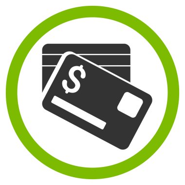 Banka kartları düz yuvarlak vektör simgesi