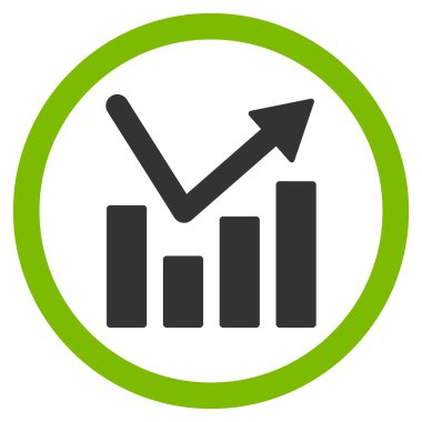 Çubuk grafik eğilim düz yuvarlak vektör simgesi