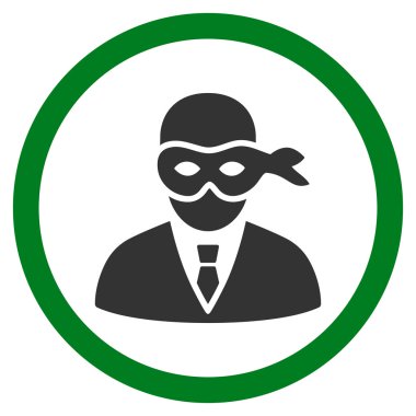 Maskeli hırsız düz yuvarlak vektör simgesi