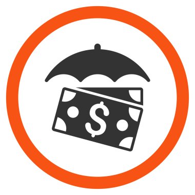 Banknot şemsiye düz yuvarlak vektör simgesi