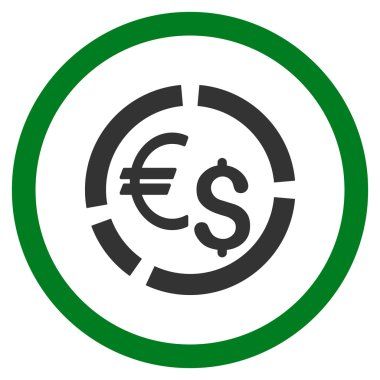 Para birimi diyagramı düz yuvarlak vektör simgesi