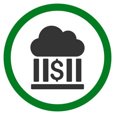 Bulut banka düz yuvarlak vektör simgesi