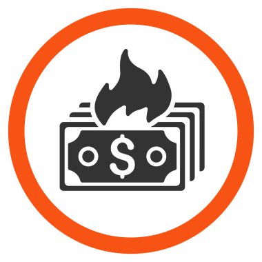 Banknot düz yuvarlak vektör simge yanmak