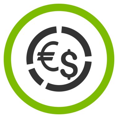 Para birimi diyagramı düz yuvarlak vektör simgesi