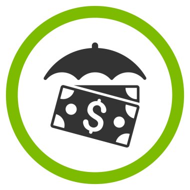 Banknot şemsiye düz yuvarlak vektör simgesi