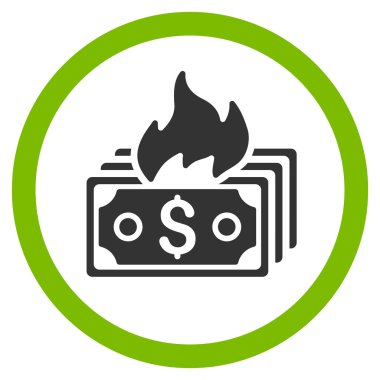 Banknot düz yuvarlak vektör simge yanmak