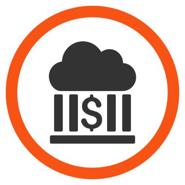 Bulut banka düz yuvarlak vektör simgesi