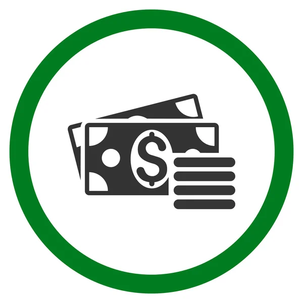 Dollar Cash plat afgeronde Vector Icon — Stockvector