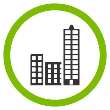 Şehir düz yuvarlak vektör simgesi