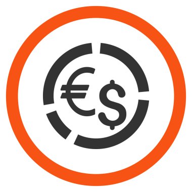 Para birimi diyagramı düz yuvarlak vektör simgesi