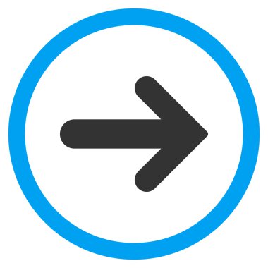 Ok sağ düz vektör simge yuvarlak