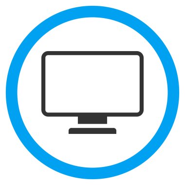 Monitör düz yuvarlak vektör simgesi