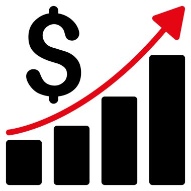 Satış büyüme grafik düz vektör simgesi