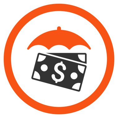 Banknot şemsiye yuvarlak vektör simgesi