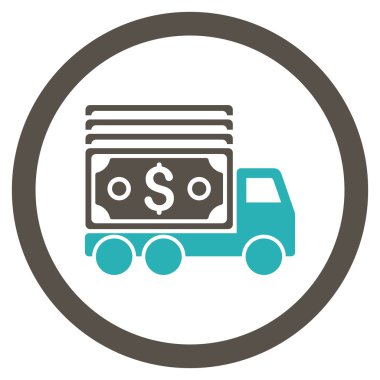 Para kamyon yuvarlak vektör simgesi