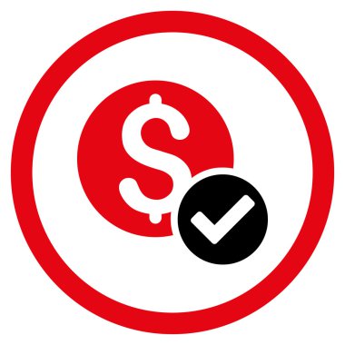 Onaylanmış ödeme yuvarlak vektör simgesi