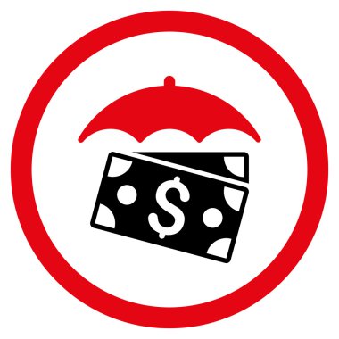 Banknot şemsiye yuvarlak vektör simgesi