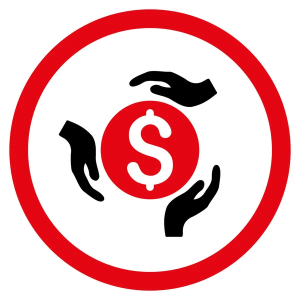 Manos de dinero cuidado redondeado Vector icono — Archivo Imágenes Vectoriales