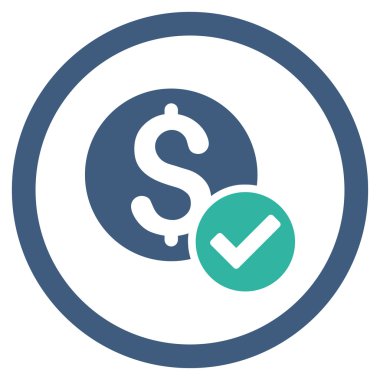 Onaylanmış ödeme yuvarlak vektör simgesi