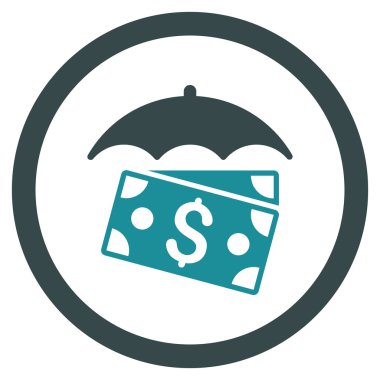 Banknot şemsiye yuvarlak vektör simgesi