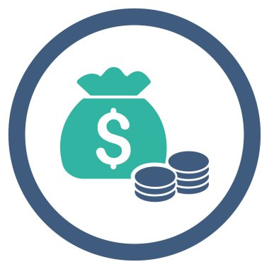 Para çantası yuvarlak vektör simgesi