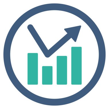 Çubuk grafik eğilim yuvarlak vektör simgesi