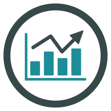 Çubuk grafik eğilim yuvarlak vektör simgesi