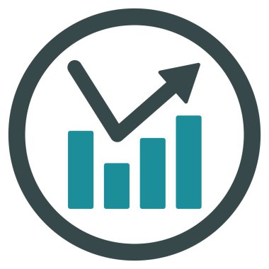Çubuk grafik eğilim yuvarlak vektör simgesi